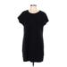 Lands' End Casual Dress - Shift Scoop Neck Short sleeves: Black Print Dresses - Women's Size Large