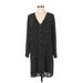 J.Crew Factory Store Casual Dress - Shirtdress V-Neck 3/4 sleeves: Black Color Block Dresses - Women's Size X-Small