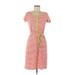 Lands' End Casual Dress Scoop Neck Short sleeves: Pink Print Dresses - Women's Size 6
