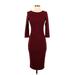 Express Casual Dress - Sheath: Burgundy Solid Dresses - Women's Size X-Small