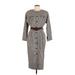 Talbots Casual Dress - Shirtdress: Brown Tweed Dresses - Women's Size 12 Petite