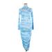 Fashion Nova Casual Dress - Midi Mock 3/4 sleeves: Blue Tie-dye Dresses - Women's Size X-Large