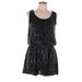 Romeo & Juliet Couture Romper Scoop Neck Sleeveless: Black Stripes Rompers - Women's Size Large