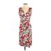 St. John Collection Casual Dress - Wrap: Red Floral Motif Dresses - Women's Size 2