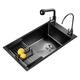 WolFum Waterfall Sink Kitchen Sink, Countertop Sink Workstation Sink Large Sink with 7 Fittings Kitchen Sink,Suitable for Home Kitchens (Black 50X40X20Cm)