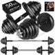 Amonax 50kg Cast Iron Adjustable Dumbbells Weight Set, Barbell Set Men Women, Strength Training Equipment Home Gym Fitness, Dumbell Pair Hand Weight, Bar Bells Free Weights for Weight Lifting