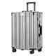 WHCXKJ Suitcase Suitcase Aluminum Alloy Seatable Suitcase Suitcase Men and Women Lock Trolley Case Fashionable Boarding Case Suitcases (Color : Silver, Size : A)