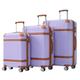 Fulvari 3 Pieces Luggage Sets Travel Suitcase With 8 Spinner Wheels TSA Approved Lock Collision-Protection Angle Travel Rolling Luggage 3 Sizes (20'' 24'' 28''), Purple 3 Piece 20"+24''+28",