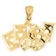 Jewels Obsession 18K Yellow Gold Cards & Dice Pendant, Made in USA