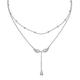 Angle Wing Layer Necklace S925 Sterling Silver Double Layered Necklace Teardrop CZ Choker Y Lariat Long Necklace Birthday Valentines Day Gifts for Women