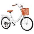 LSQXSS 6 speeds hybrid bikes for women and men,low step-through frame city bicycle,tandem bicycles,rear sponge seat,dual brakes,comfort pedal city commuter bikes,front rear fenders,kickstand