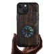Carveit Designer Wooden Protective Case for iPhone 15 Magnetic Case Cover [Wood Engraving & Shell Inlay] Compatible with iPhone 15 MagSafe Case (Viking Shield-Blackwood)