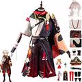 Anime Genshin Impact Cosplay Costume for boys,Halloween masquerade Coat Dress Kimono Cloak for boys,Game Character Kaedehara Kazuha Fancy Dress Uniform with accessories with Wig,Multi colored,M