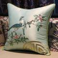 MGEMJMJ Throw Pillow Faux Silk Silky Satin Cover Embroidery Bird Flower Scene Pattern Chinese Style Sofa Cushion Case(Size:40X60cm,Color:D)