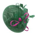 Green and Fuchsia Hot Pink Sinamay Big Disc Saucer Fascinator Hat for Women Weddings Headband