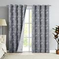 SXZJTEX Bedroom Blackout Curtains-Floral Damask Patterned Thermal Insulated Energy Saving Grommet Curtains Set of 2, 52 Inch Wide x 63 Inch Long, Dark Gray