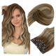 Clip in Hair Extensions 7pcs Clip in Hair Extensions Real Human Hair 10-24inch Balaygae Clip in Human Hair Extensions Chestnut Brown Platinum Blonde Human Hair Extensions Clip ins for Women Clip in Ex