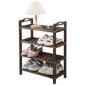 FEUFOAM 4-Tier Shoe Rack Wood Tall Shoe Racks Stackable Organizer Storage Sturdy Multifunctional Shoe Stand for Front Door Entrance Closet Dorm Hallway Bedroom Kids Room Retro Brown