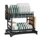 2 Tier Dish Drainer Rack with Drip Tray, Detachable Large Capacity Dish Drainer Organizer, with Swivel Drainage Spout and Utensil Holder Set, Utensil and Cutting Board Holder