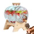 Glass Drink Dispenser with Tap, Leak Proof Beverage Dispenser Stand Clear Glass Jars Wooden Caps, Water Dispenser Perfect, for Office Camping Juice Drinks Container