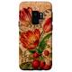 Hülle für Galaxy S9 Etui mit Erdbeeren und Blumen, rustikaler Kork-Holzdruck-Effekt