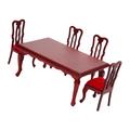 BESTonZON 3 Sets Simulation Table and Chair Baby Doll Toy Miniature Dining Table Kids Kitchen Toys Dollhouse Accessories Ornament Dollhouse Furniture Dining Chair Pendant Red Wooden Child