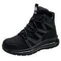 JiuQing Safety Boots Lightweight Steel Toe Cap Industrial Boots Mens Air Cushion Work Sneaker Non-Slip Comfortable,Black,7 UK