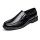 New Formal Oxford Shoes for Men Slip On Round Apron Toe Cowhide Low Top Slip Resistant Anti-Slip Rubber Sole Walking (Color : Black, Size : 7 UK)