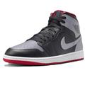 Nike Air Jordan 1 Mid Men's Shoes Black/Cement Grey-Fire Red DQ8426 006, Black/Cement Grey-fire Red, 9.5 UK