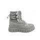 Lemonade Crystal Chunky Platfrom Sole Lace-Up Biker Boots Grey