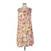 Perceptions Casual Dress - Shift Scoop Neck Sleeveless: Yellow Floral Dresses - Women's Size 1X