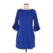 Vince Camuto Casual Dress - Shift: Blue Solid Dresses - Women's Size 6 Petite