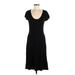 Zara Casual Dress - A-Line Scoop Neck Short sleeves: Black Solid Dresses - Women's Size Medium