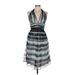 Carmen Carmen Marc Valvo Cocktail Dress: Blue Stripes Dresses - Women's Size 6