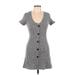 Trafaluc by Zara Cocktail Dress - A-Line Scoop Neck Short sleeves: Gray Marled Dresses - Women's Size Medium