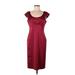 Donna Ricco Cocktail Dress - Sheath Scoop Neck Short sleeves: Burgundy Solid Dresses - Women's Size 10