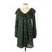 ASOS Casual Dress - Mini V-Neck Long sleeves: Green Print Dresses - Women's Size 10