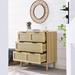 31.5" Wide Drawers Dresser with Gold Handles & Natural Rattan Drawer