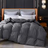 King Ultra Soft Comforter Set 100% Cotton Pinch Pleat Grey