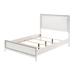 White Finish LED Queen Bed: Cream Padded Headboard, Shimmering Silver Trim