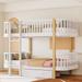 Twin over Twin Bunk Bed with Fence Guardrail and Ladder, Wooden Bed with Large Storage Drawer for Bedroom, White