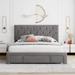 Queen Size Elegant Velvet Upholstered Storage Platform Bed, Big Drawer, Upholstered Headboard