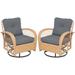 2-Piece Outdoor Beige Rattan 360 Degree Swing Patio Conversation Chair Set with Cushions