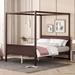 Modern Pine Wood Canopy Bed with Headboard/Footboard, Storage Space Under, Easy Assembly, Queen Size