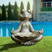 Glitzhome Bronze MgO Lucky Yoga/Stacked Frogs Garden Statues with "Welcome" Sign Indoor Outdoor Figurine