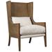 Mack Oak and Rattan Upholstered Occasional Chair, Off-White