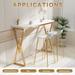 63" Modern White Kitchen Bar Height Dining Table Wood Breakfast Pub Table with Gold Base