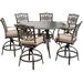 Cambridge Seasons 7-Piece High-Dining Set in Tan with 6 Swivel Chairs and a 56-In. Cast-Top Table - N/A