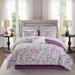 Queen Floral Comforter Set with Cotton Bed Sheets Purple