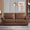 Rolled Arms Couch Sofa w/ Classic Nails & Seat Cushion Backrest Removable, Button Tufted Loveseat Sofa Comfy Couch, Light Brown
